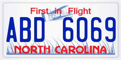 NC license plate ABD6069