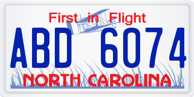 NC license plate ABD6074