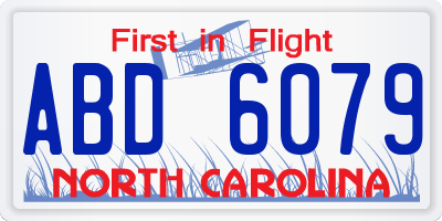 NC license plate ABD6079