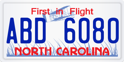 NC license plate ABD6080