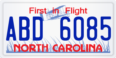 NC license plate ABD6085
