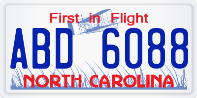 NC license plate ABD6088