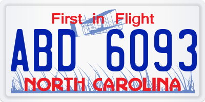 NC license plate ABD6093