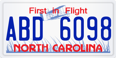 NC license plate ABD6098