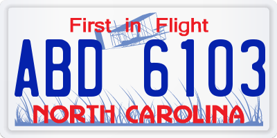NC license plate ABD6103