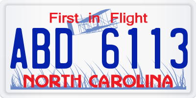 NC license plate ABD6113