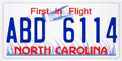 NC license plate ABD6114