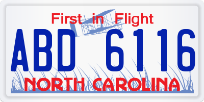 NC license plate ABD6116