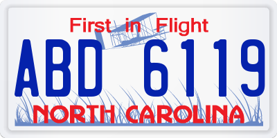 NC license plate ABD6119