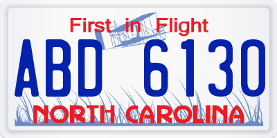 NC license plate ABD6130