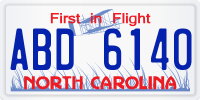 NC license plate ABD6140