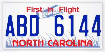 NC license plate ABD6144