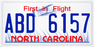 NC license plate ABD6157