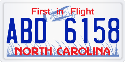 NC license plate ABD6158