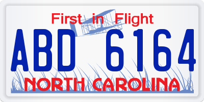 NC license plate ABD6164