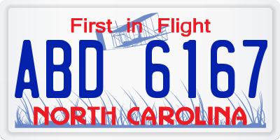 NC license plate ABD6167