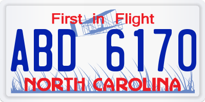NC license plate ABD6170