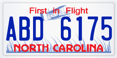 NC license plate ABD6175