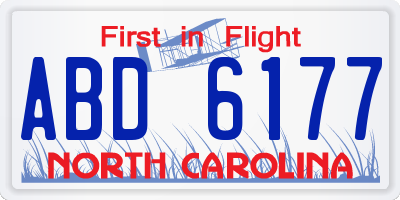 NC license plate ABD6177