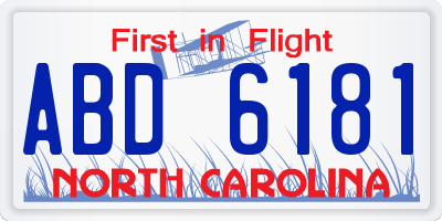 NC license plate ABD6181