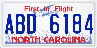 NC license plate ABD6184