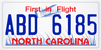 NC license plate ABD6185