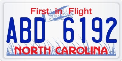 NC license plate ABD6192