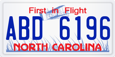 NC license plate ABD6196
