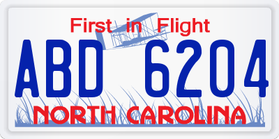 NC license plate ABD6204