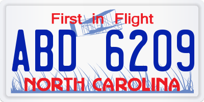 NC license plate ABD6209