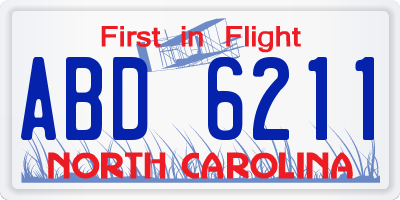 NC license plate ABD6211