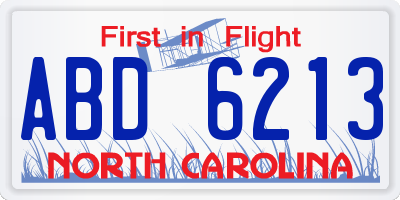 NC license plate ABD6213