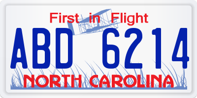 NC license plate ABD6214