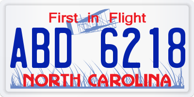 NC license plate ABD6218