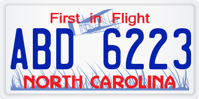 NC license plate ABD6223