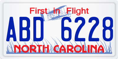 NC license plate ABD6228