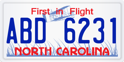 NC license plate ABD6231