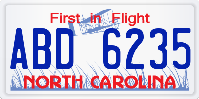 NC license plate ABD6235