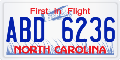 NC license plate ABD6236