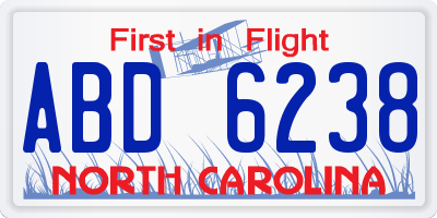 NC license plate ABD6238