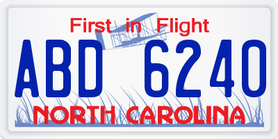 NC license plate ABD6240