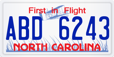 NC license plate ABD6243