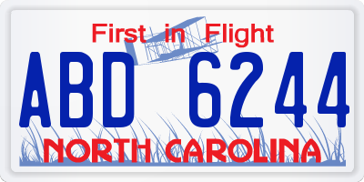 NC license plate ABD6244