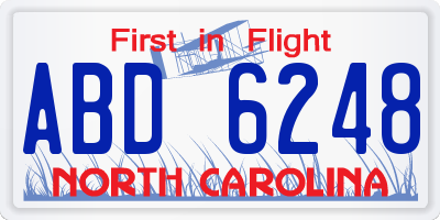NC license plate ABD6248