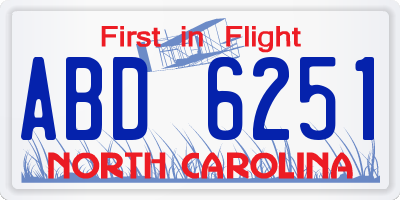NC license plate ABD6251