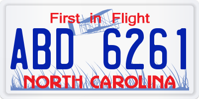 NC license plate ABD6261