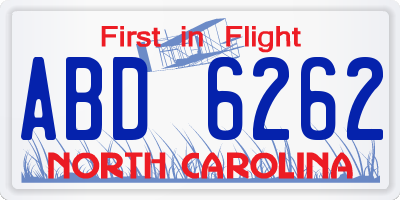 NC license plate ABD6262