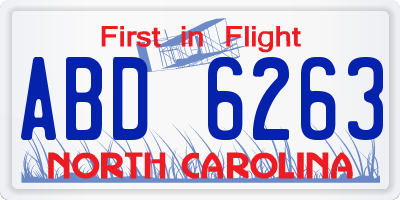 NC license plate ABD6263