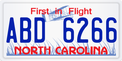 NC license plate ABD6266