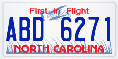 NC license plate ABD6271
